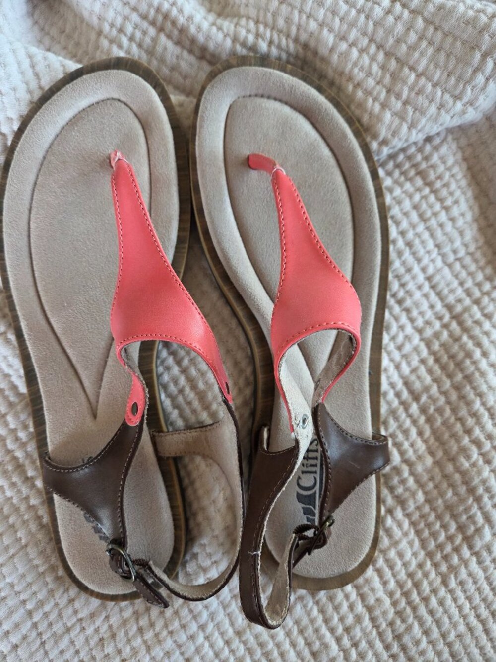 Coral and Brown Sandals